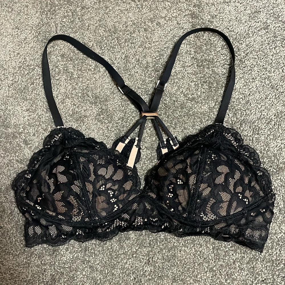 Aerie plunge Push Up lace Black Bra Bralette 32B